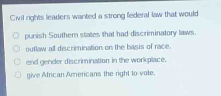 civil rights leaders wanted a strong federal law that would punish sout…