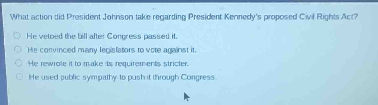 what action did president johnson take regarding president kennedy’s pr…