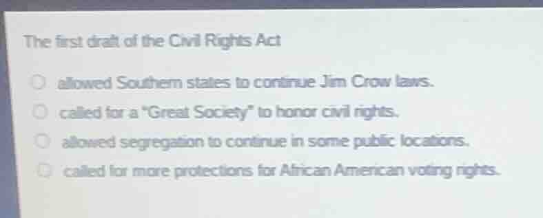 the first draft of the civil rights act allowed southern states to cont…