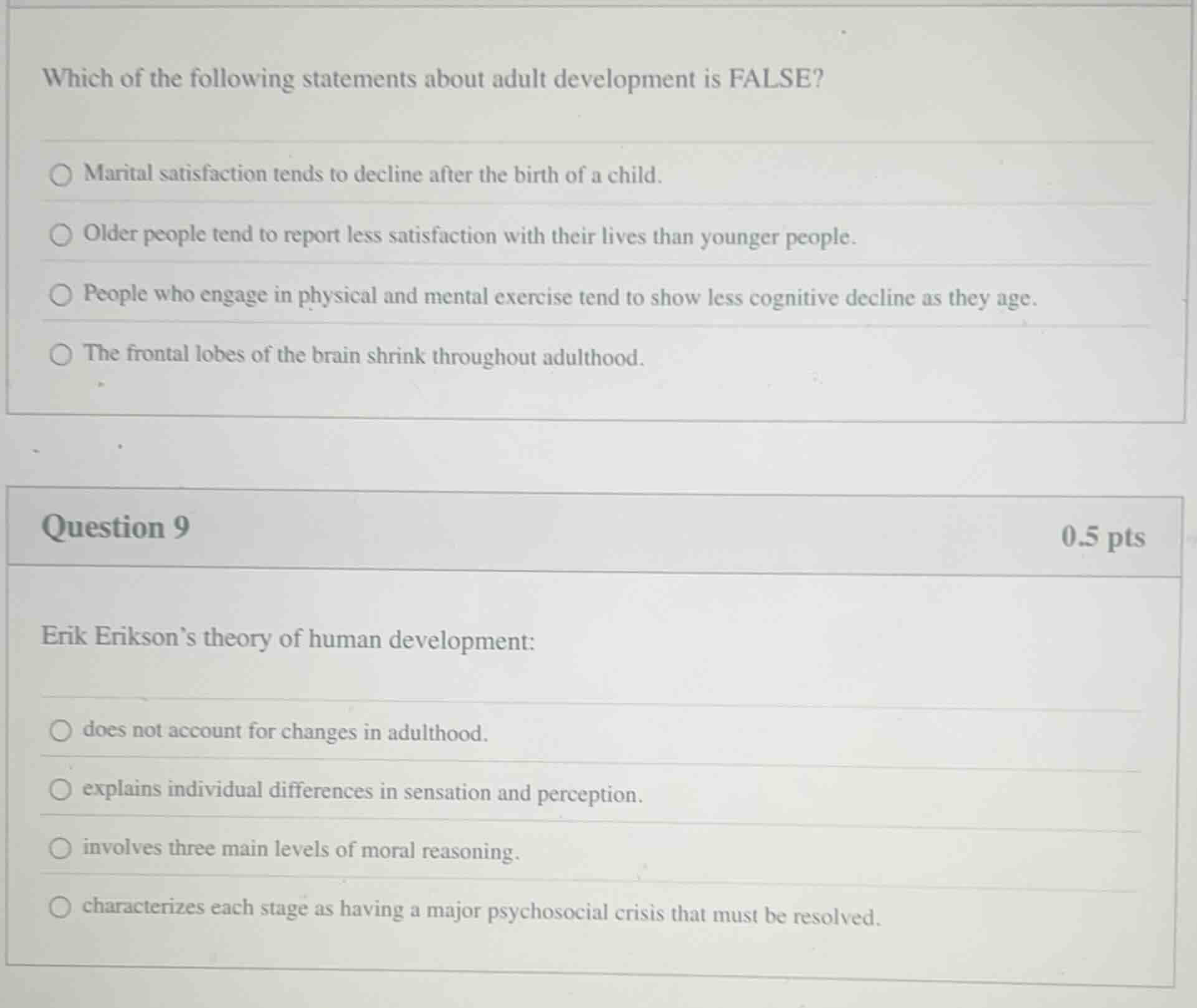 which of the following statements about adult development is false? mar…