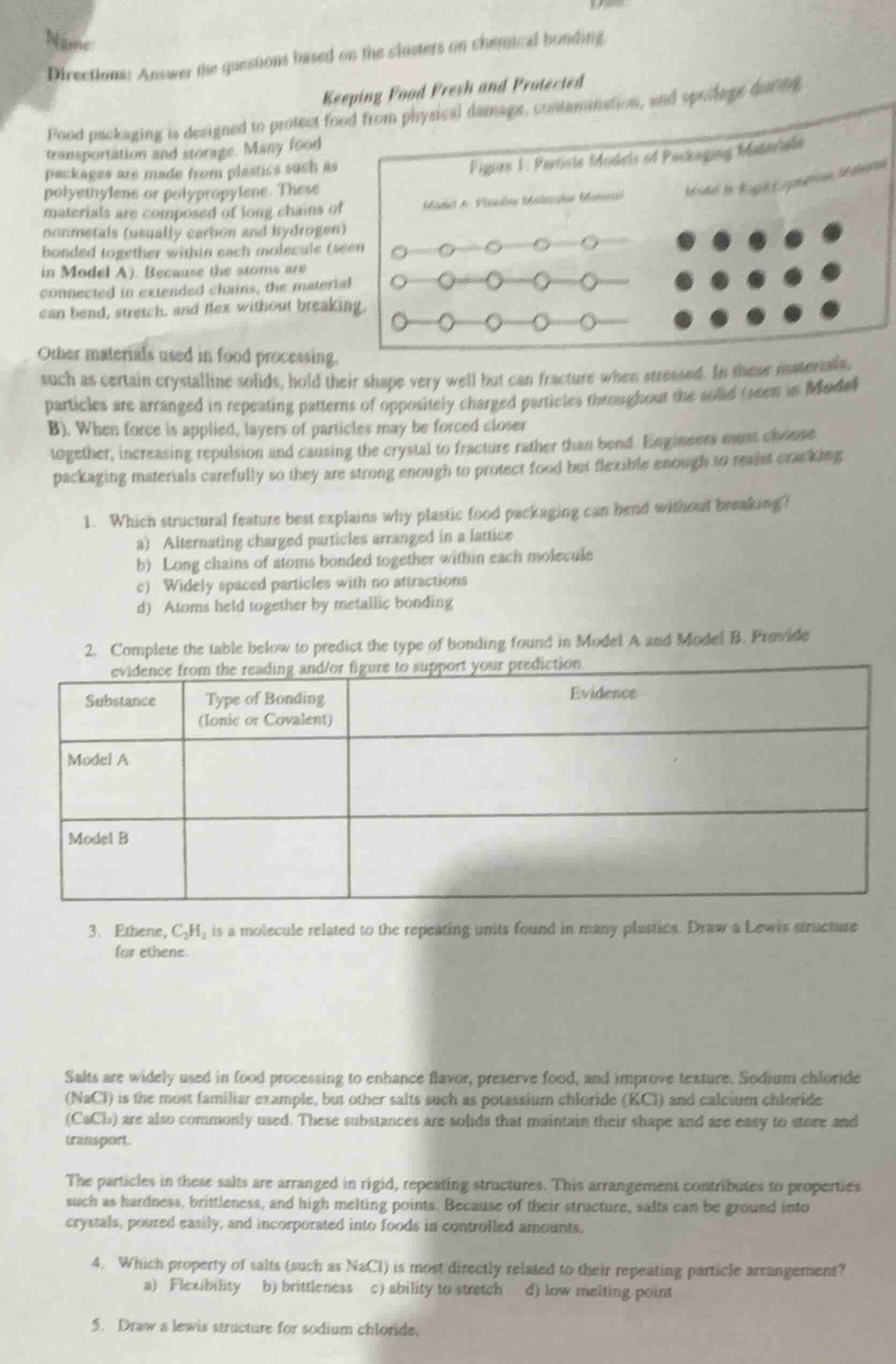 name directions: answer the questions based on the clusters on chemical…