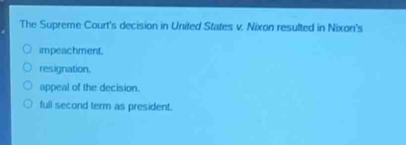the supreme court’s decision in united states v. nixon resulted in nixo…