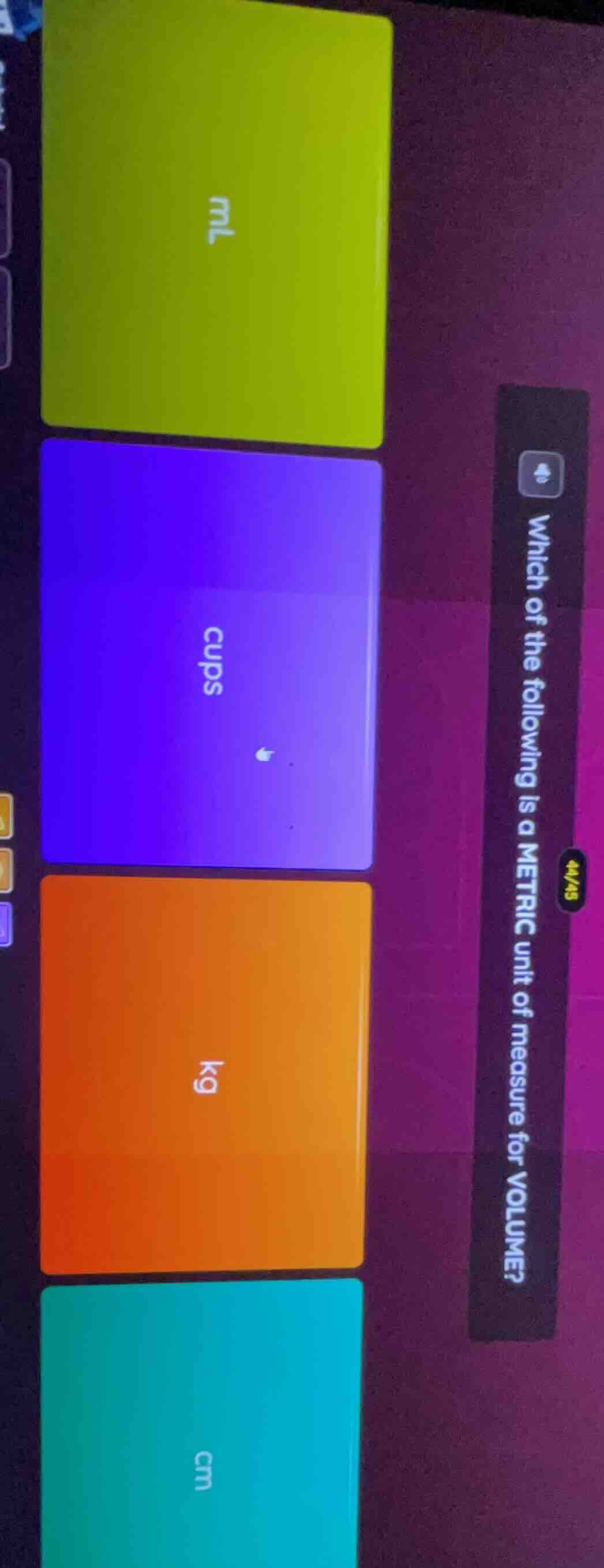 which of the following is a metric unit of measure for volume? ml cups …