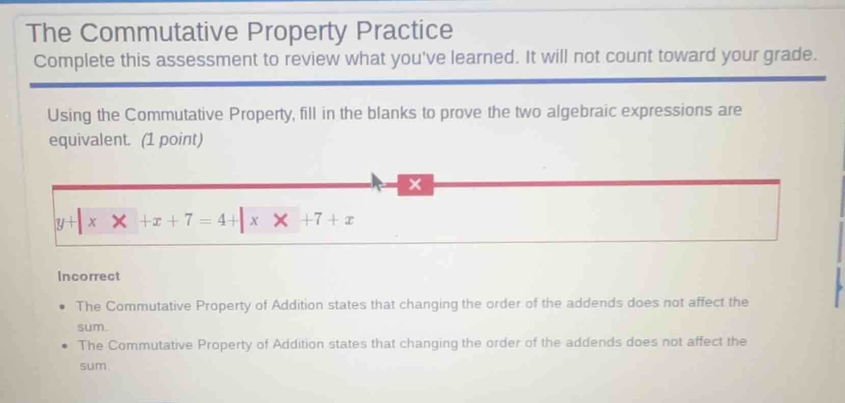 the commutative property practice complete this assessment to review wh…