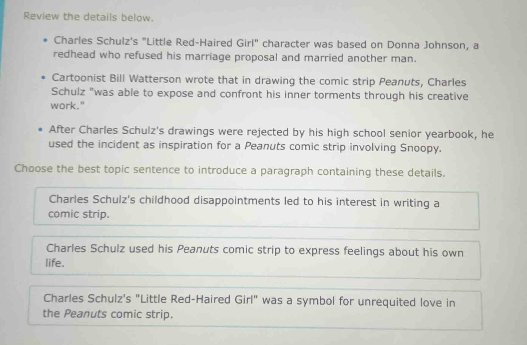 review the details below. - charles schulzs \little red - haired girl\ …