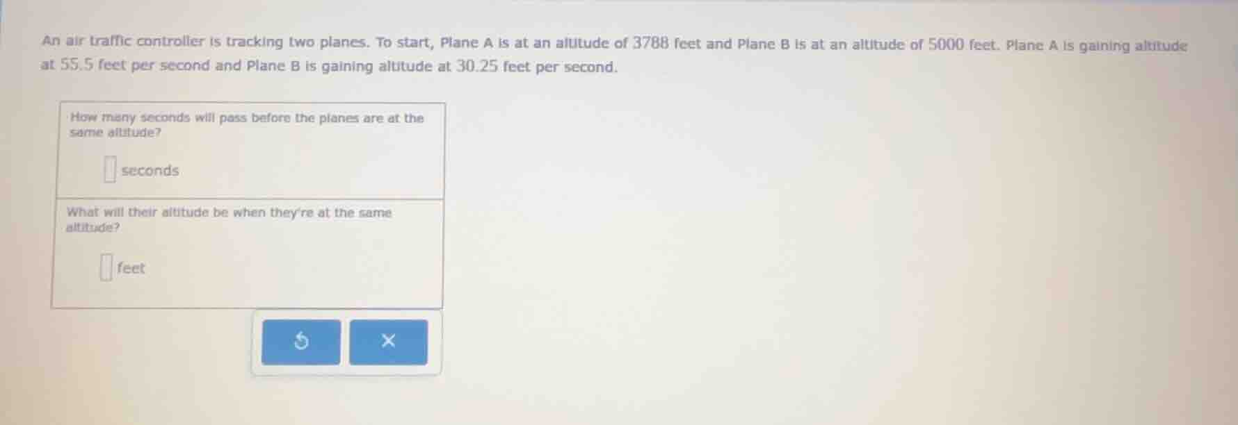 an air traffic controller is tracking two planes. to start, plane a is …