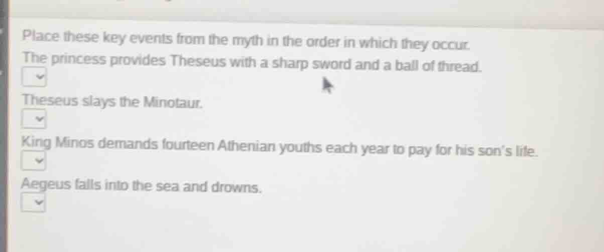 place these key events from the myth in the order in which they occur. …