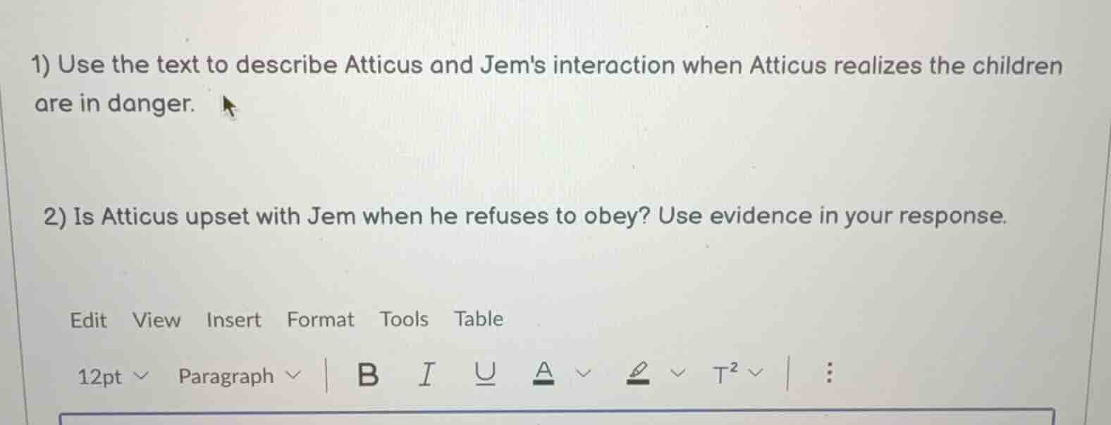 1) use the text to describe atticus and jems interaction when atticus r…