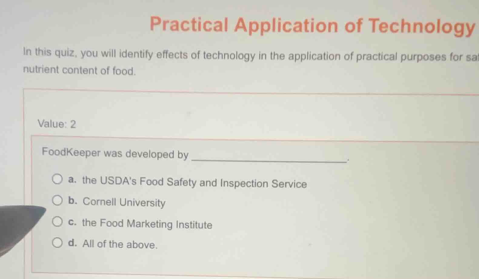 practical application of technology in this quiz, you will identify eff…