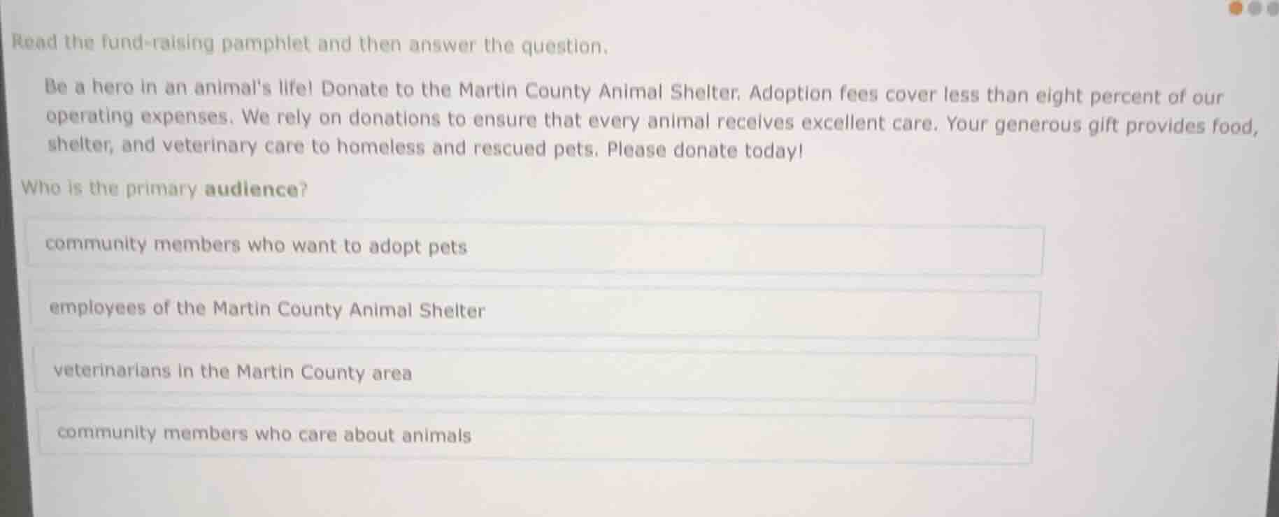 read the fund - raising pamphlet and then answer the question. be a her…