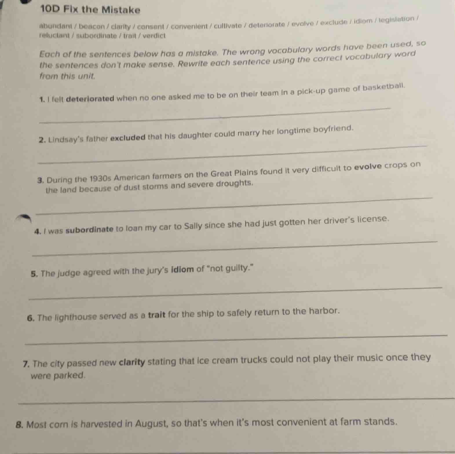 10d fix the mistake abundant / beacon / clarity / consent / convenient …