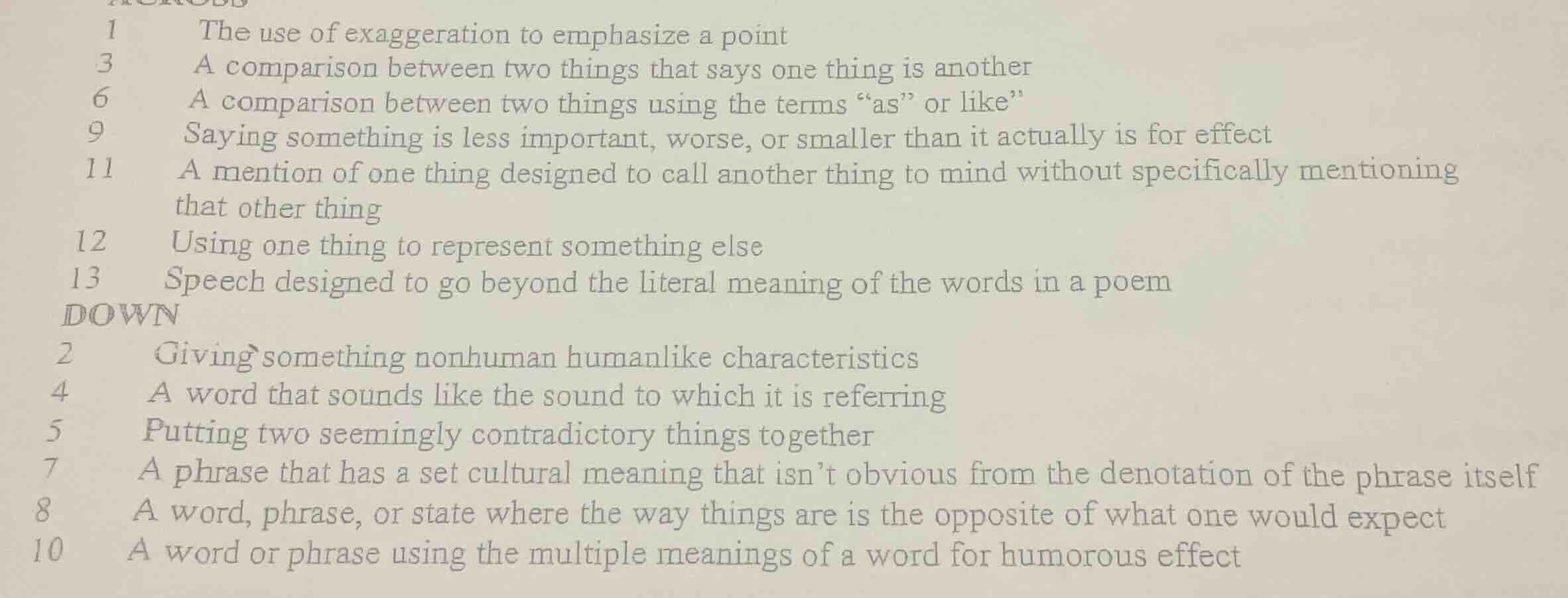 1 the use of exaggeration to emphasize a point 3 a comparison between t…