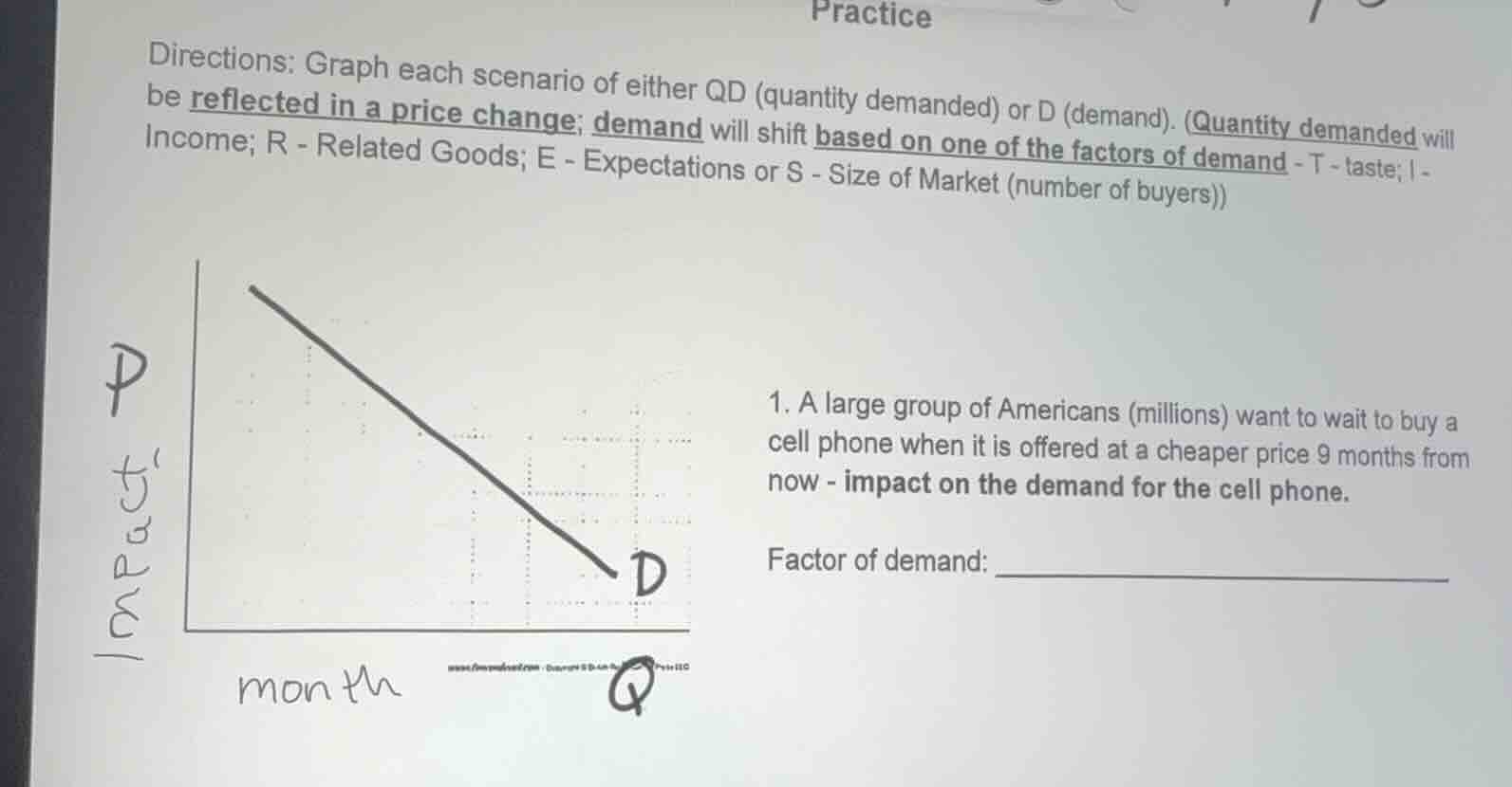 practice directions: graph each scenario of either qd (quantity demande…