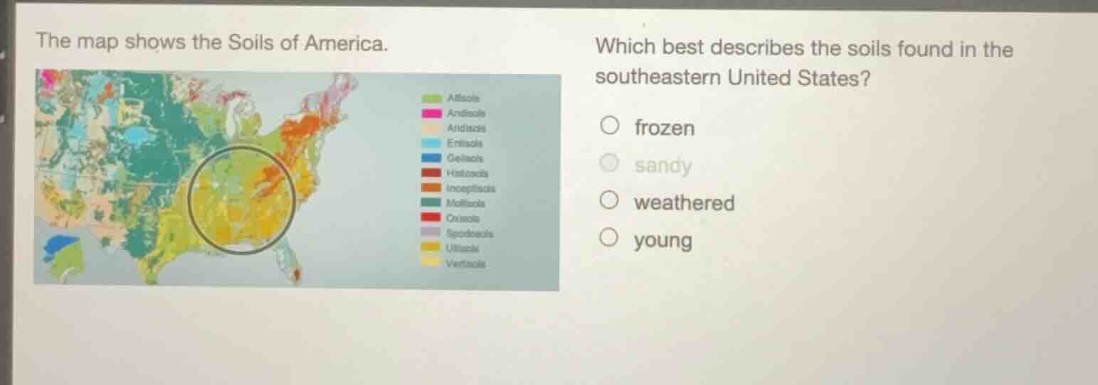 the map shows the soils of america. which best describes the soils foun…