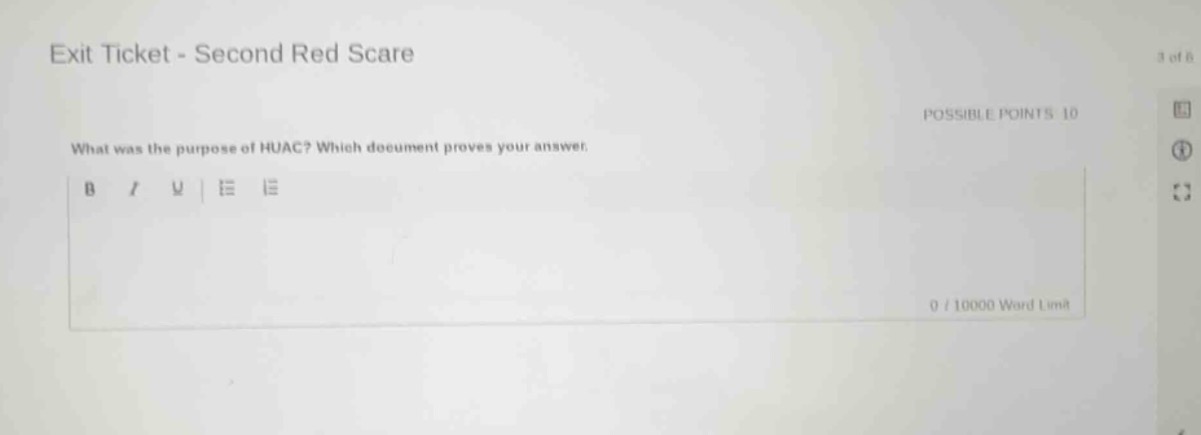 exit ticket - second red scare what was the purpose of huac? which docu…
