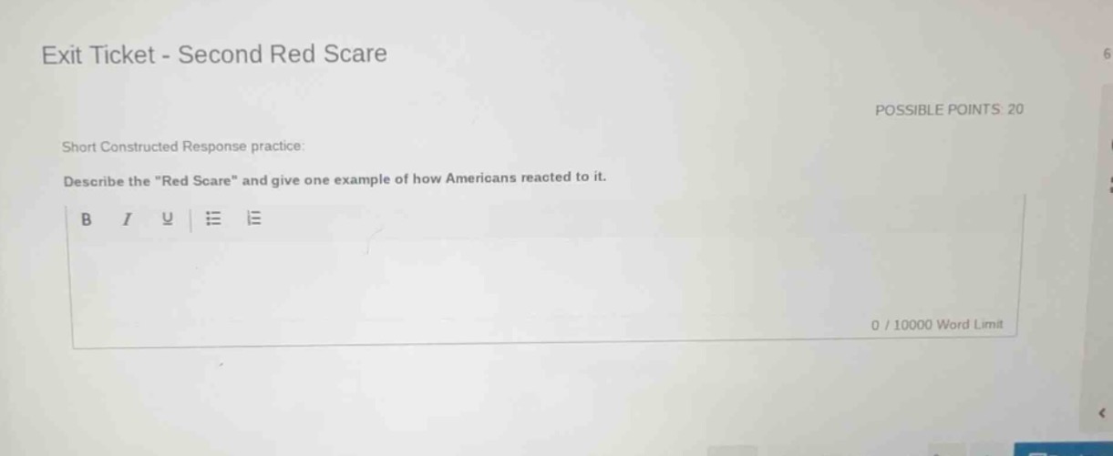 exit ticket - second red scare possible points: 20 short constructed re…