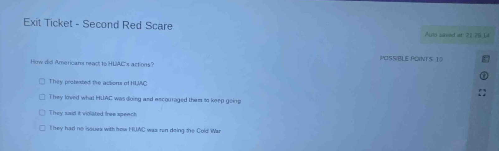 exit ticket - second red scare how did americans react to huacs actions…