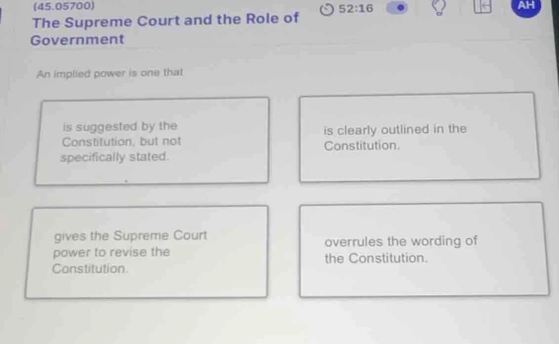 (45.05700) the supreme court and the role of government an implied powe…