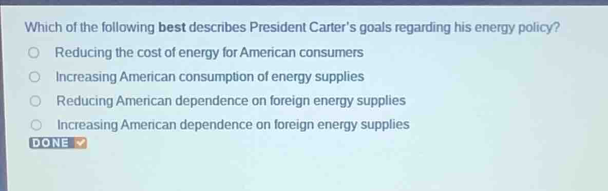 which of the following best describes president carters goals regarding…