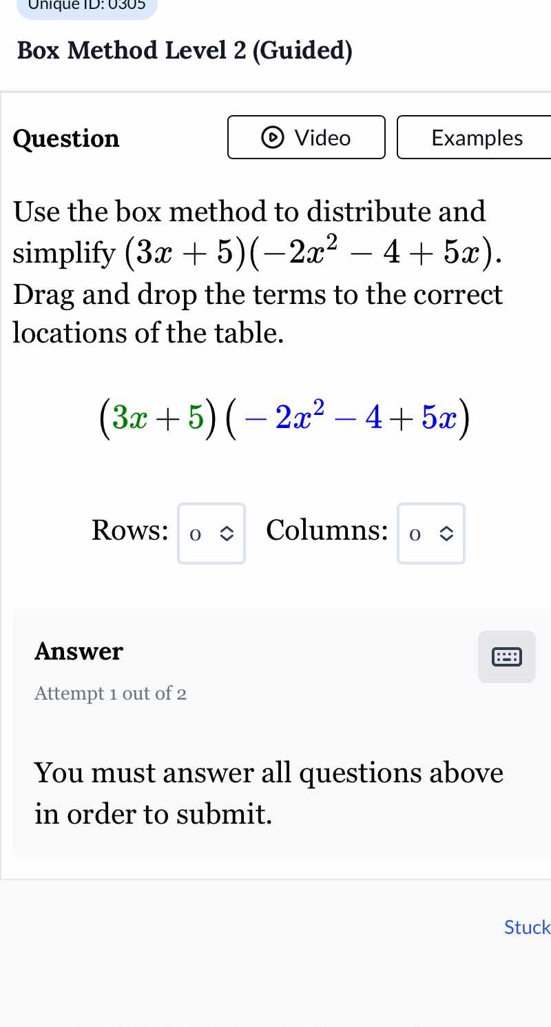 box method level 2 (guided) question use the box method to distribute a…