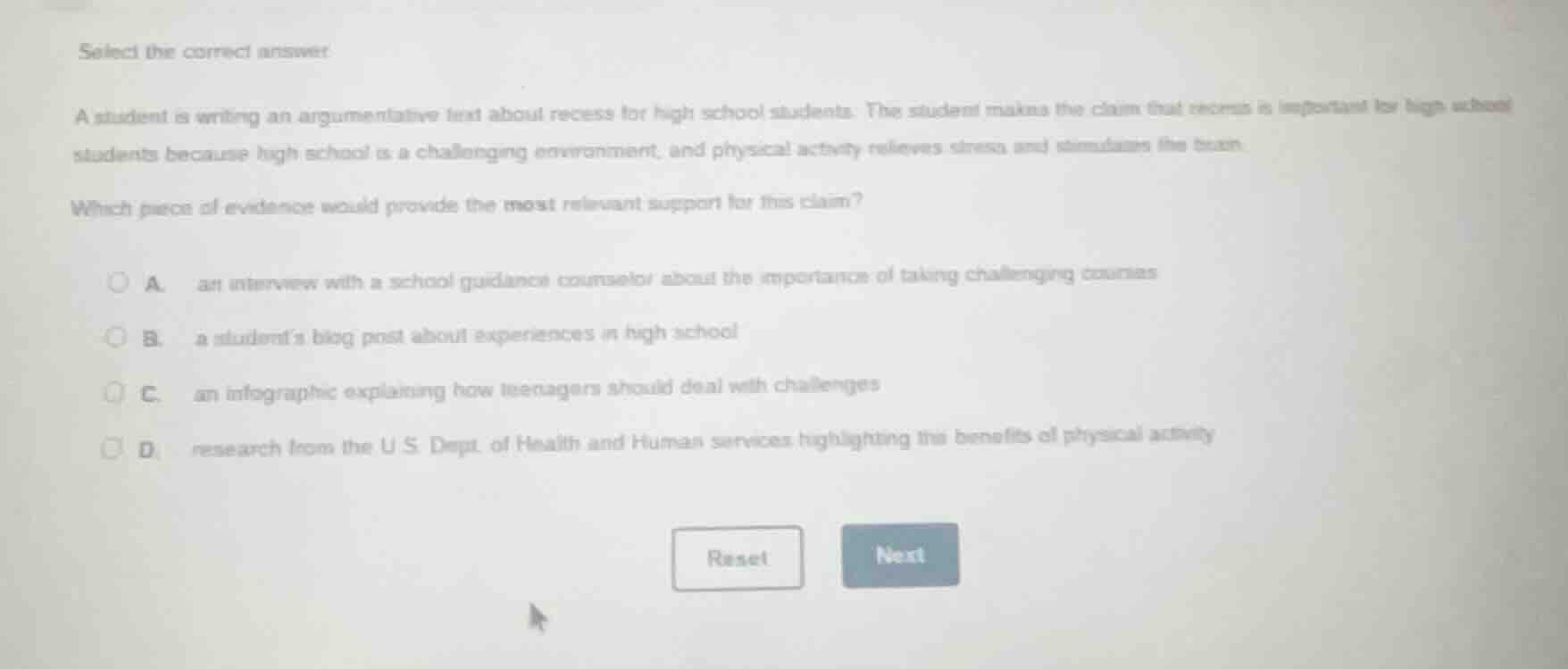 select the correct answer a student is writing an argumentative text ab…
