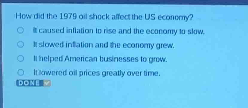 how did the 1979 oil shock affect the us economy? it caused inflation t…