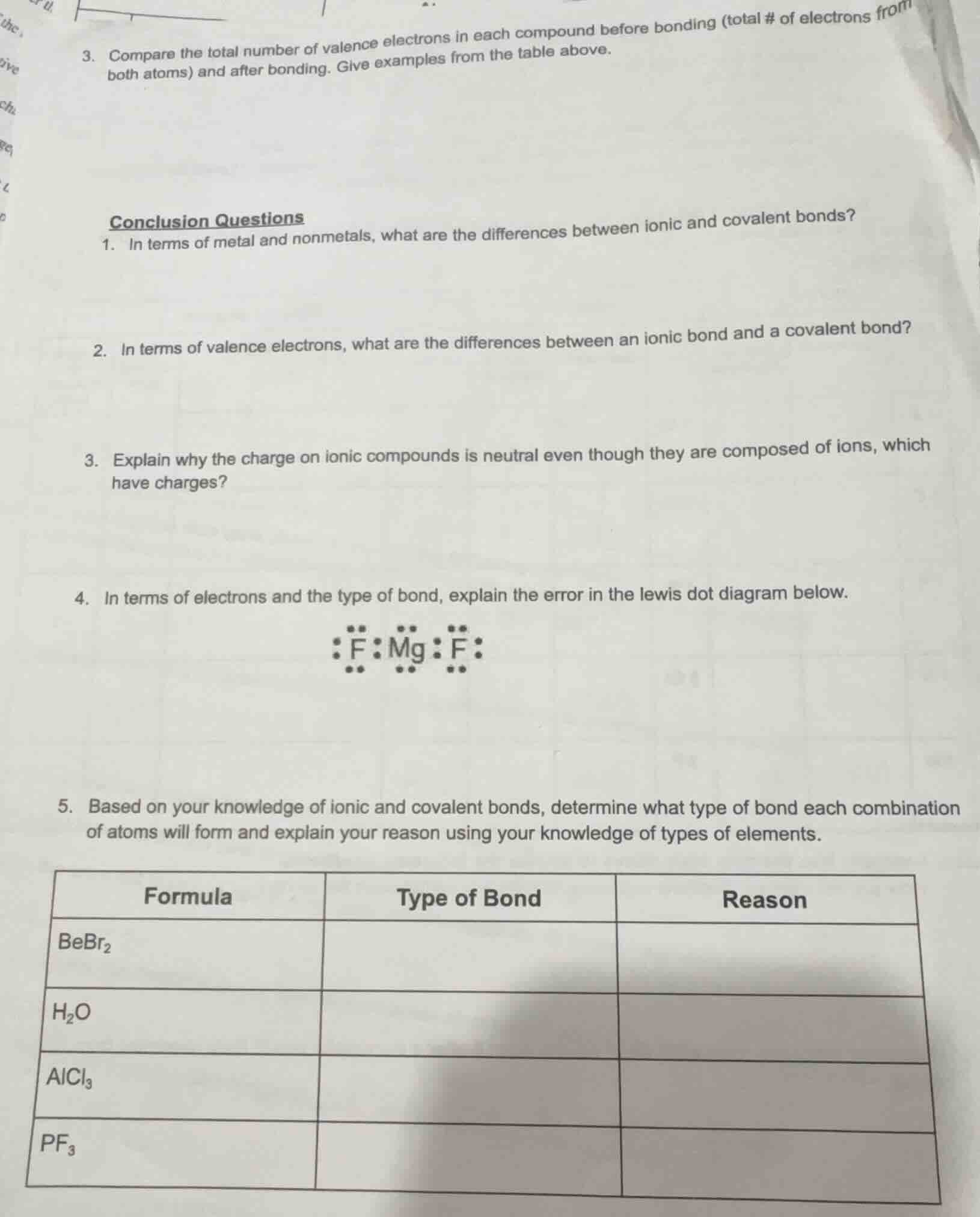 3. compare the total number of valence electrons in each compound befor…