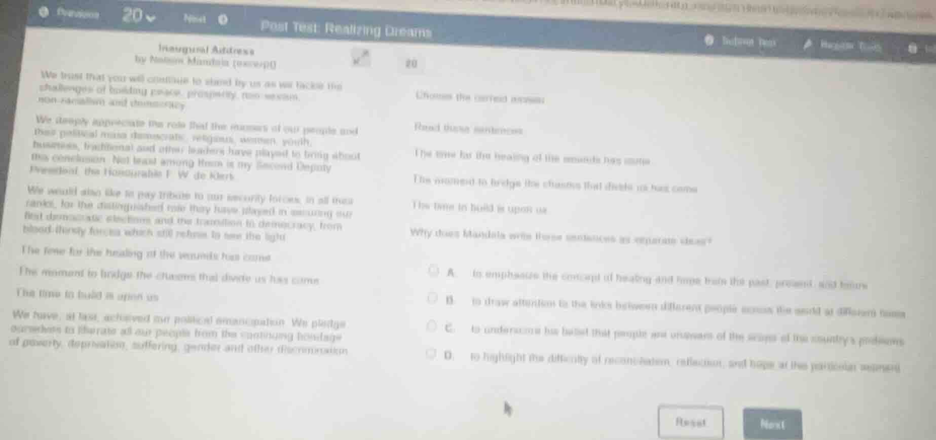 inaugural address by nelson mandela (excerpt) we trust that you will co…