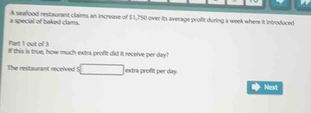 a seafood restaurant claims an increase of $1,750 over its average prof…