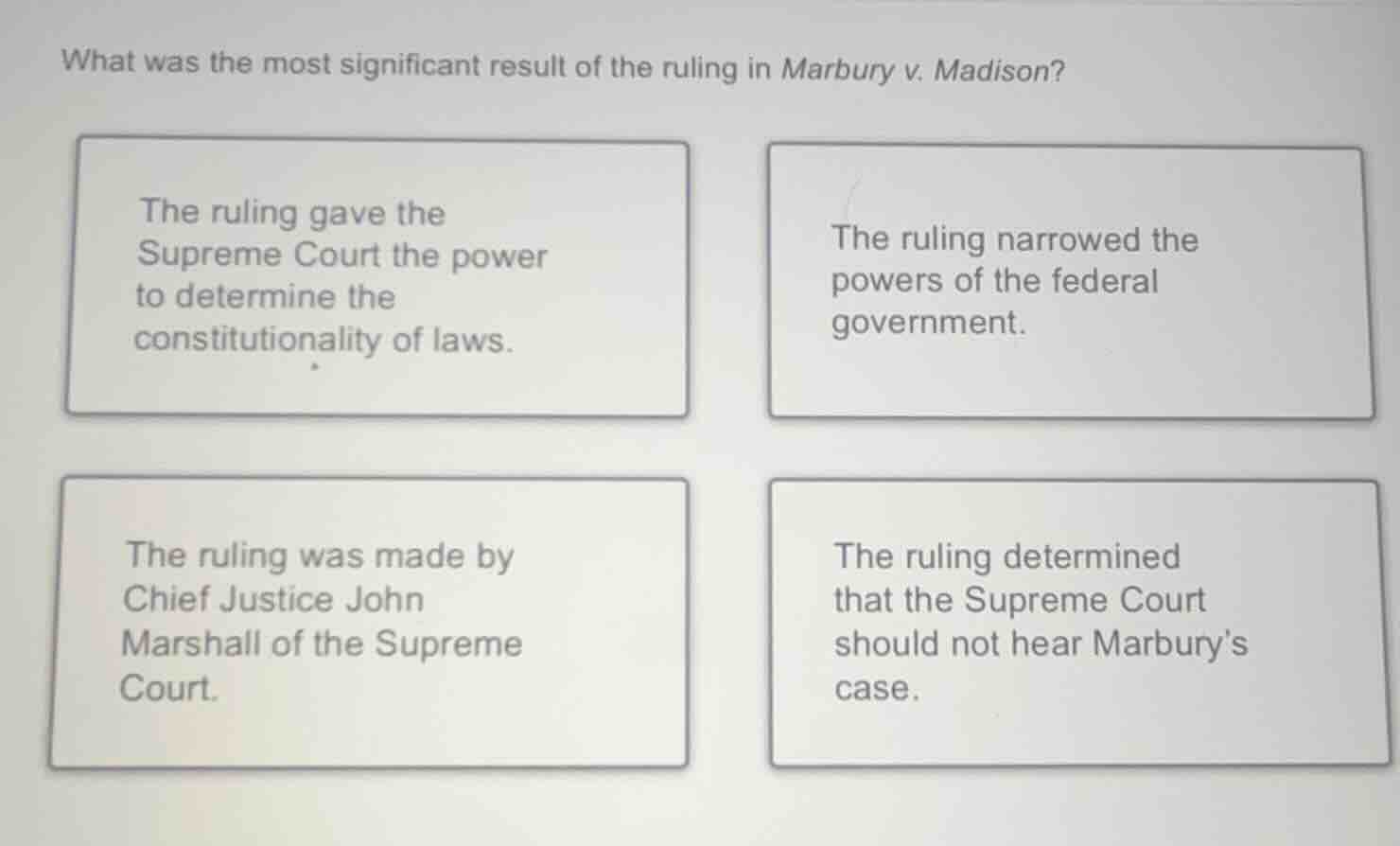 what was the most significant result of the ruling in marbury v. madiso…