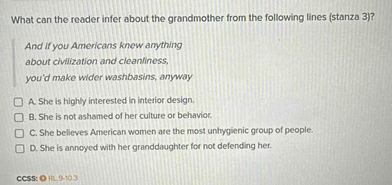 what can the reader infer about the grandmother from the following line…