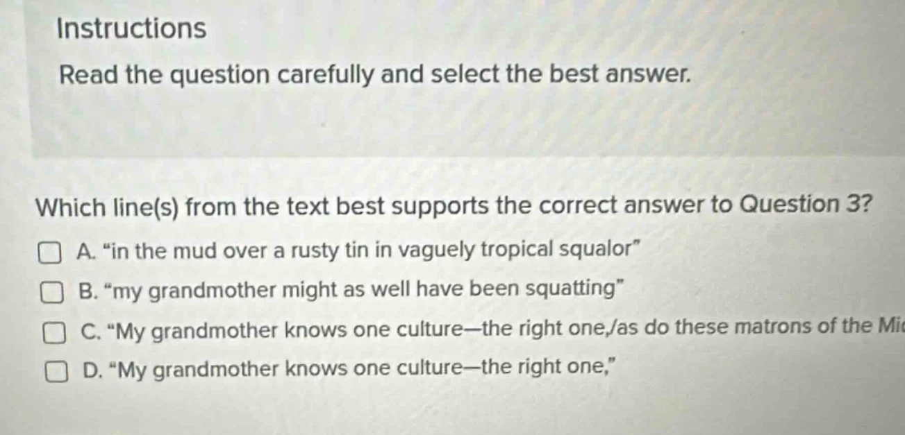 instructions read the question carefully and select the best answer. wh…