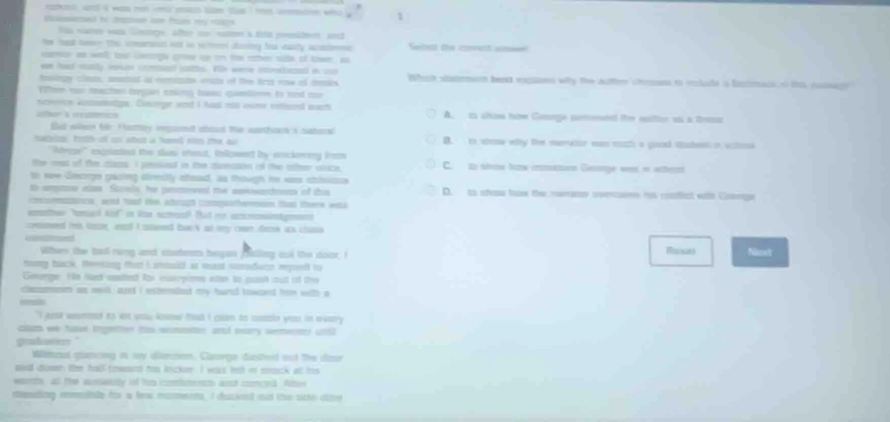 select the correct answer. which statement best explains why the author…