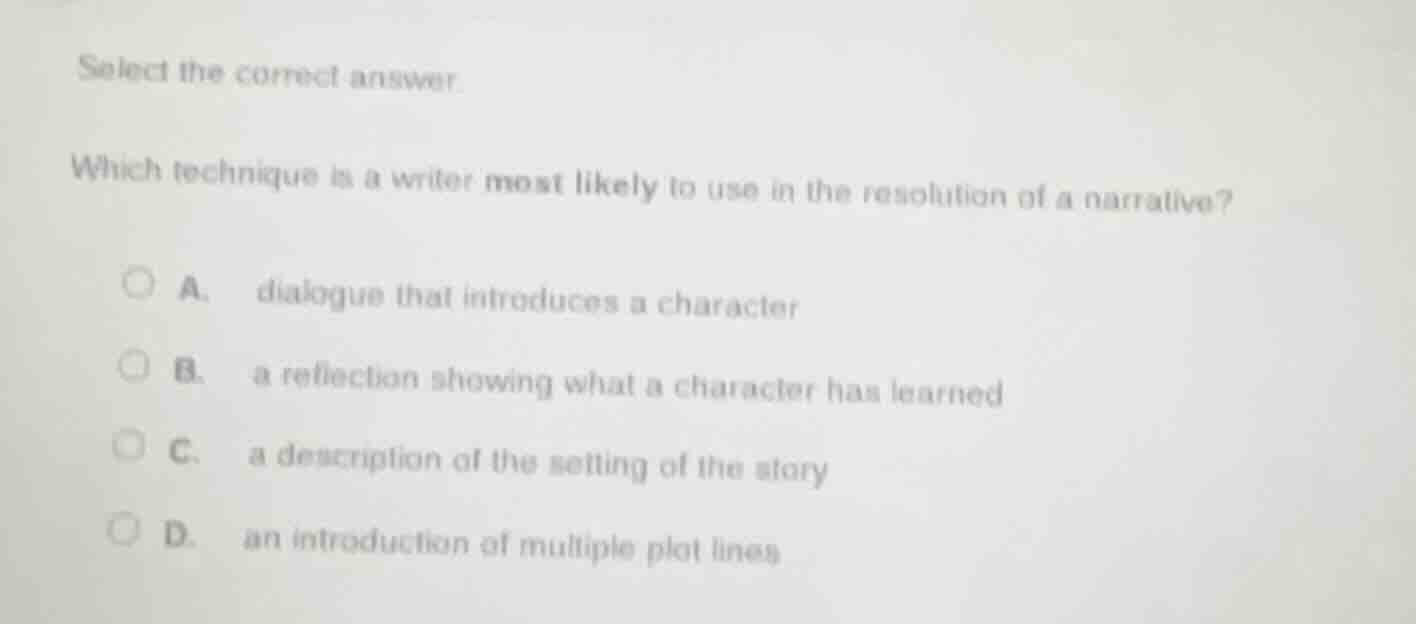 select the correct answer. which technique is a writer most likely to u…