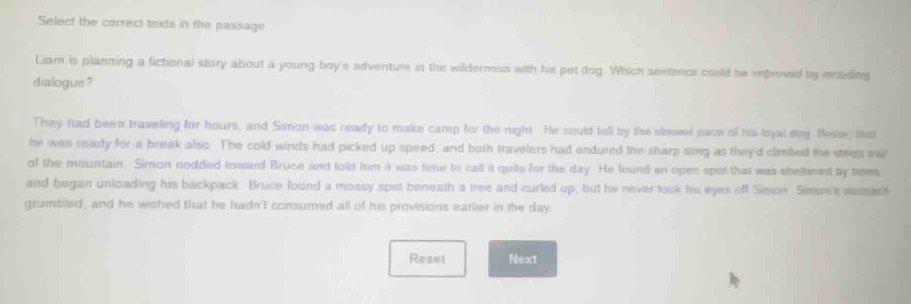 select the correct texts in the passage liam is planning a fictional st…