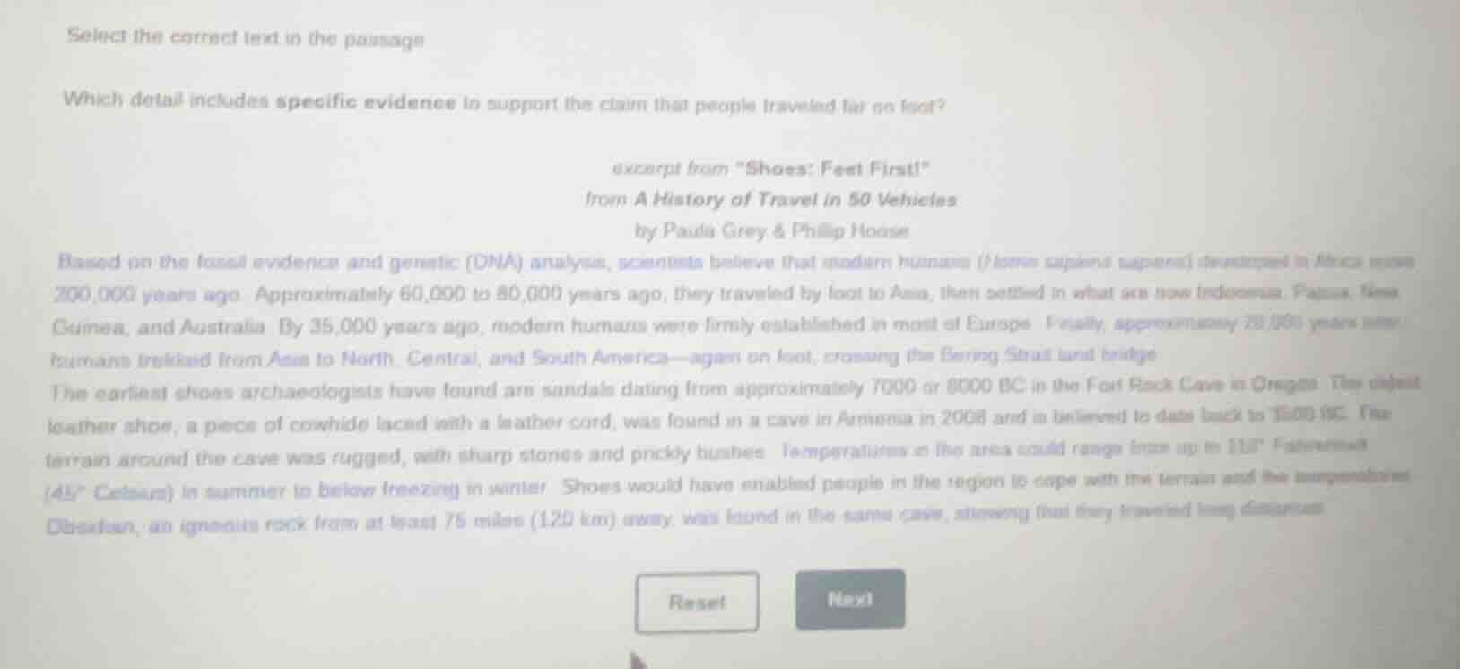 select the correct text in the passage which detail includes specific e…