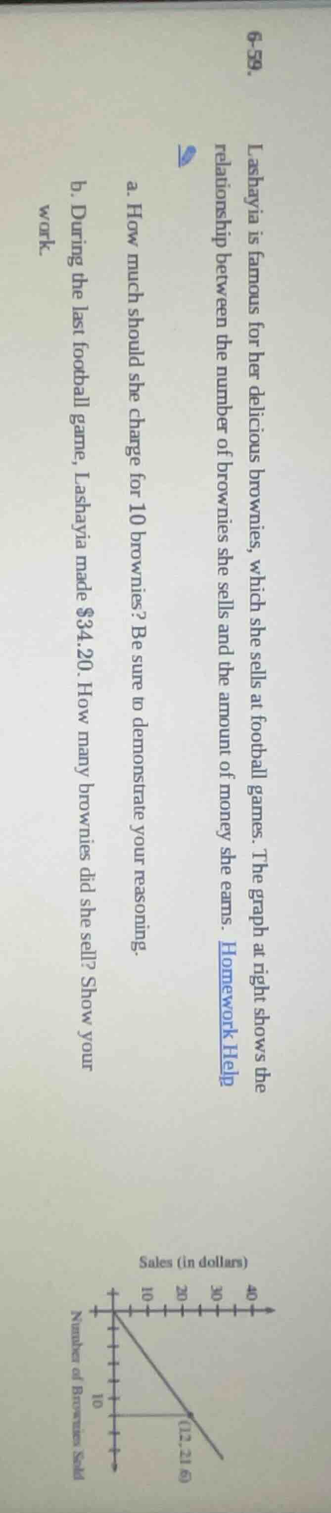 6-59. lashayia is famous for her delicious brownies, which she sells at…