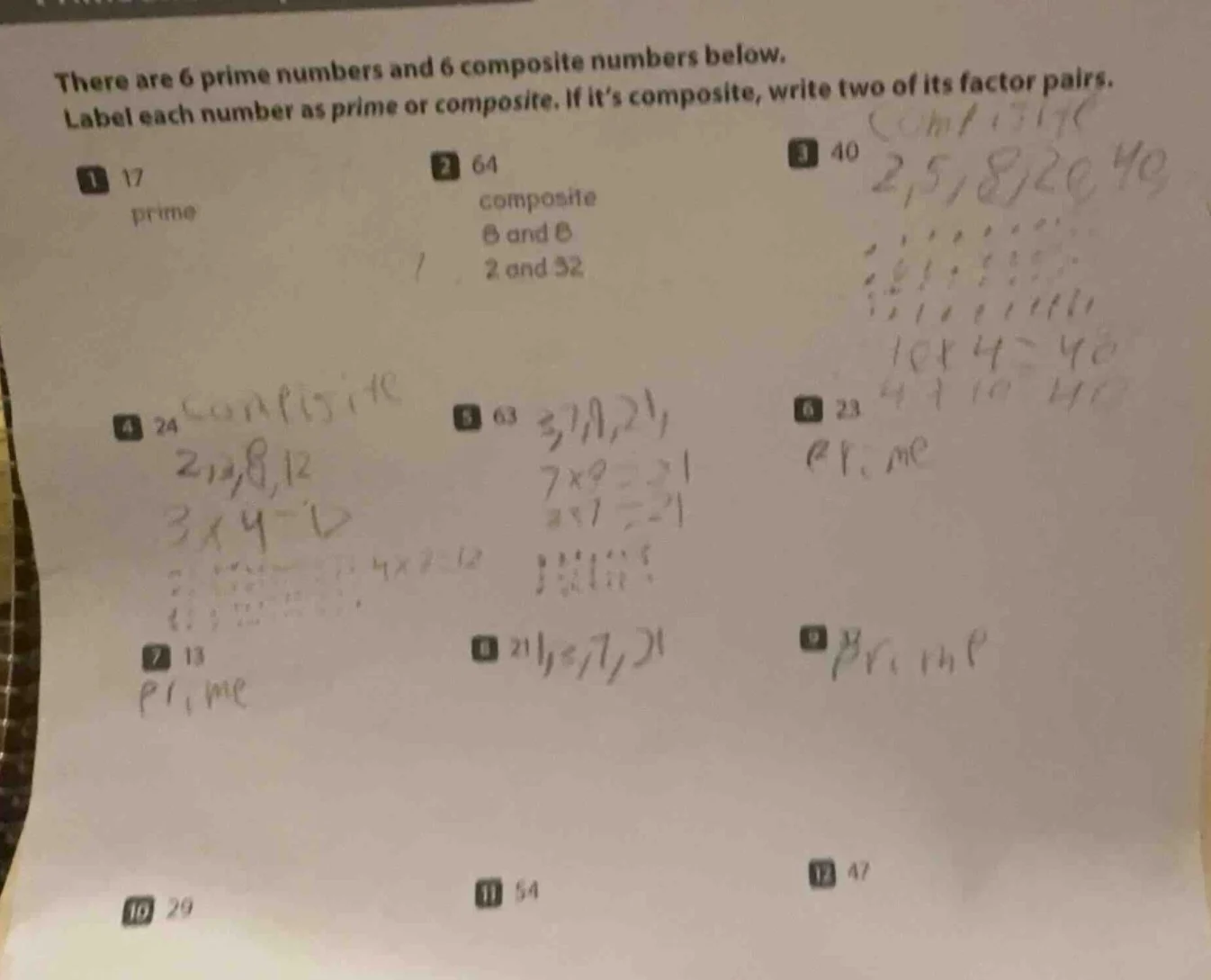 there are 6 prime numbers and 6 composite numbers below. label each num…