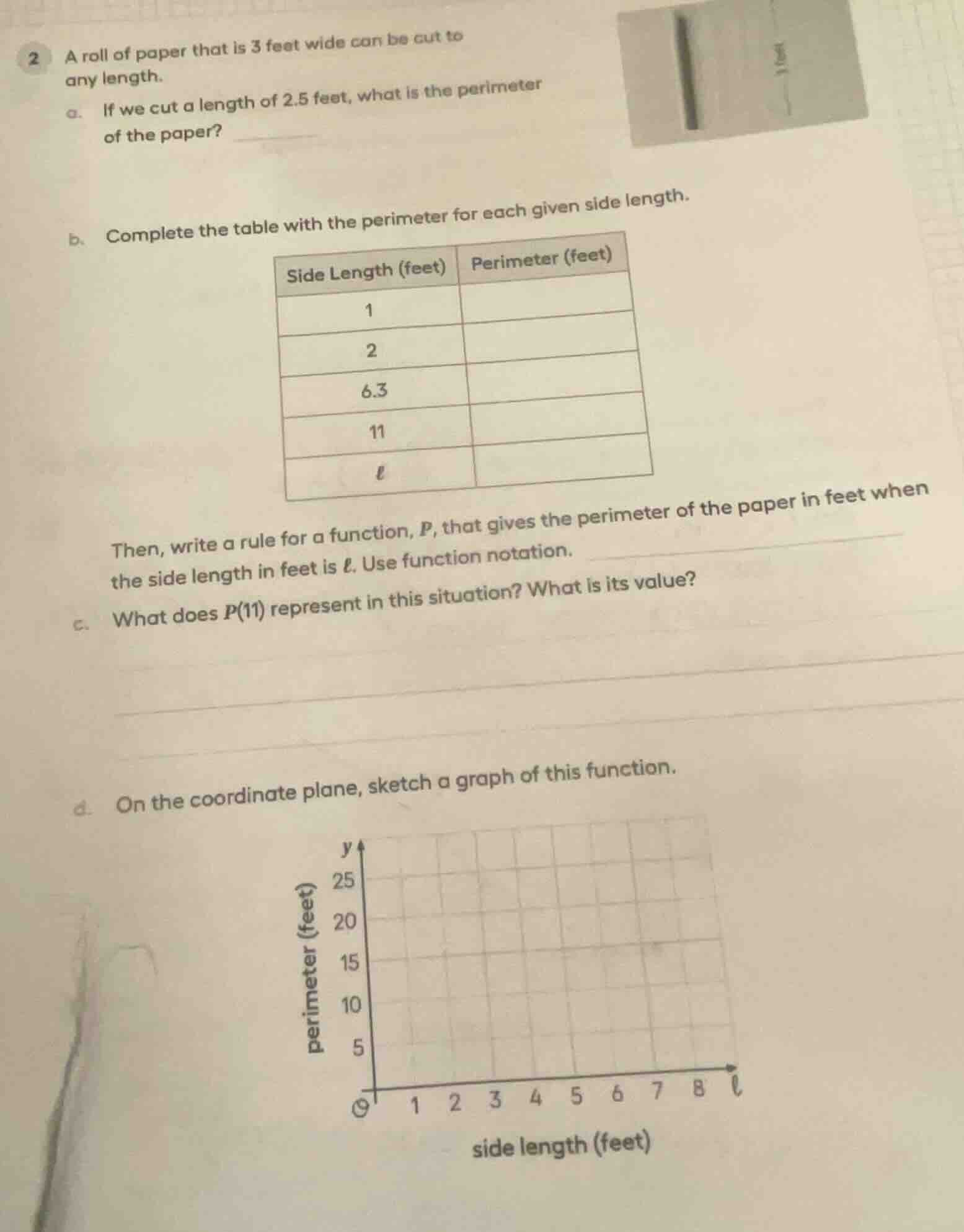 2 a roll of paper that is 3 feet wide can be cut to any length. a. if w…