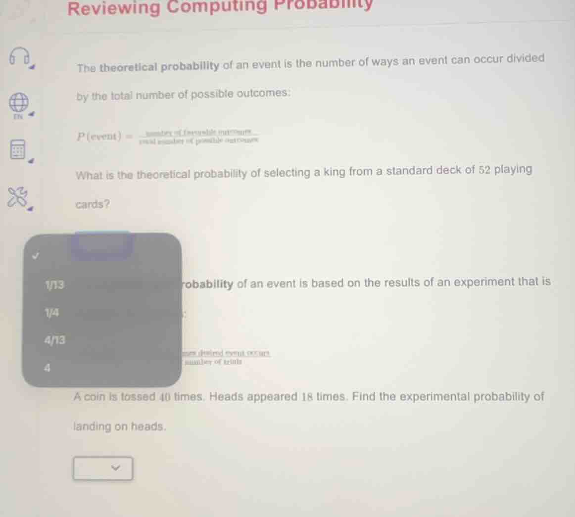 reviewing computing probability the theoretical probability of an event…