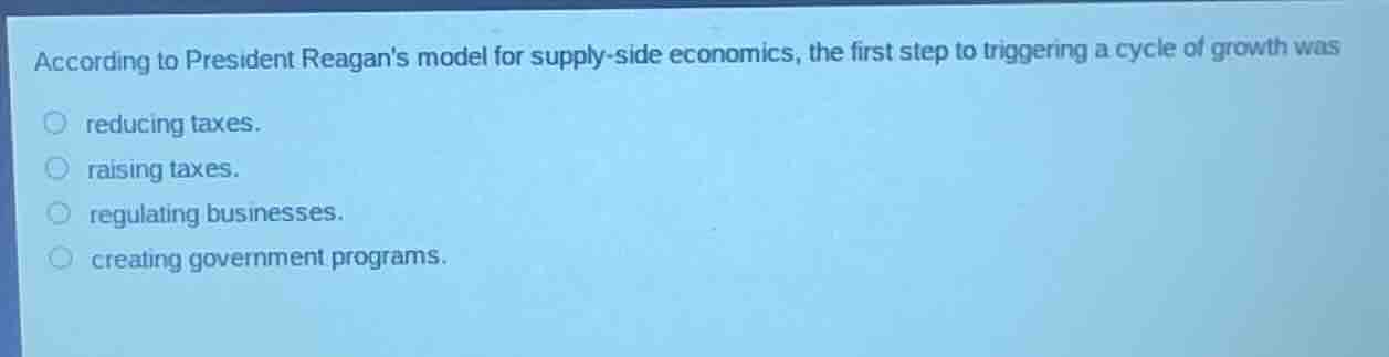 according to president reagans model for supply - side economics, the f…
