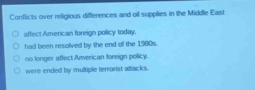 conflicts over religious differences and oil supplies in the middle eas…