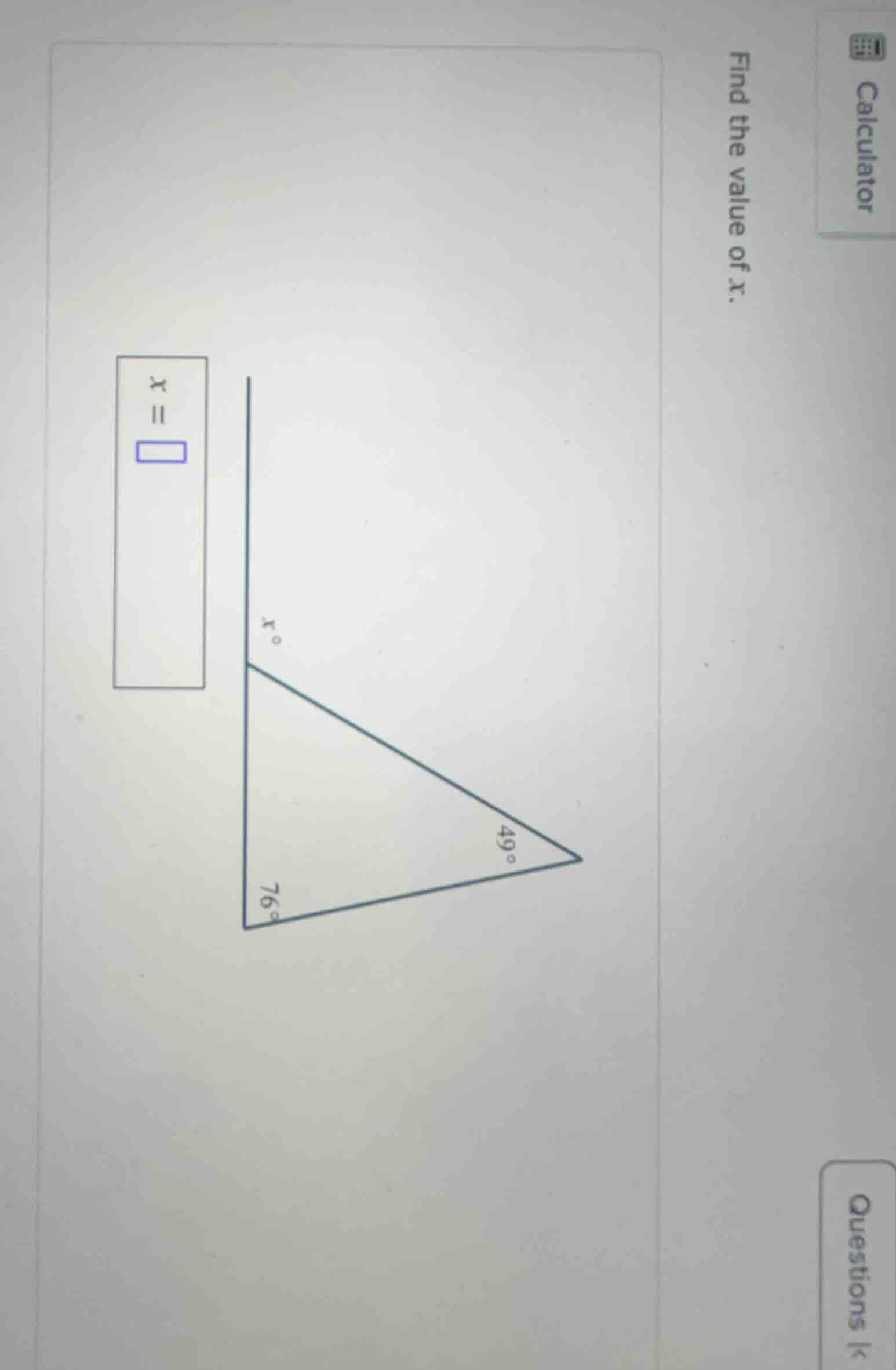 find the value of x.