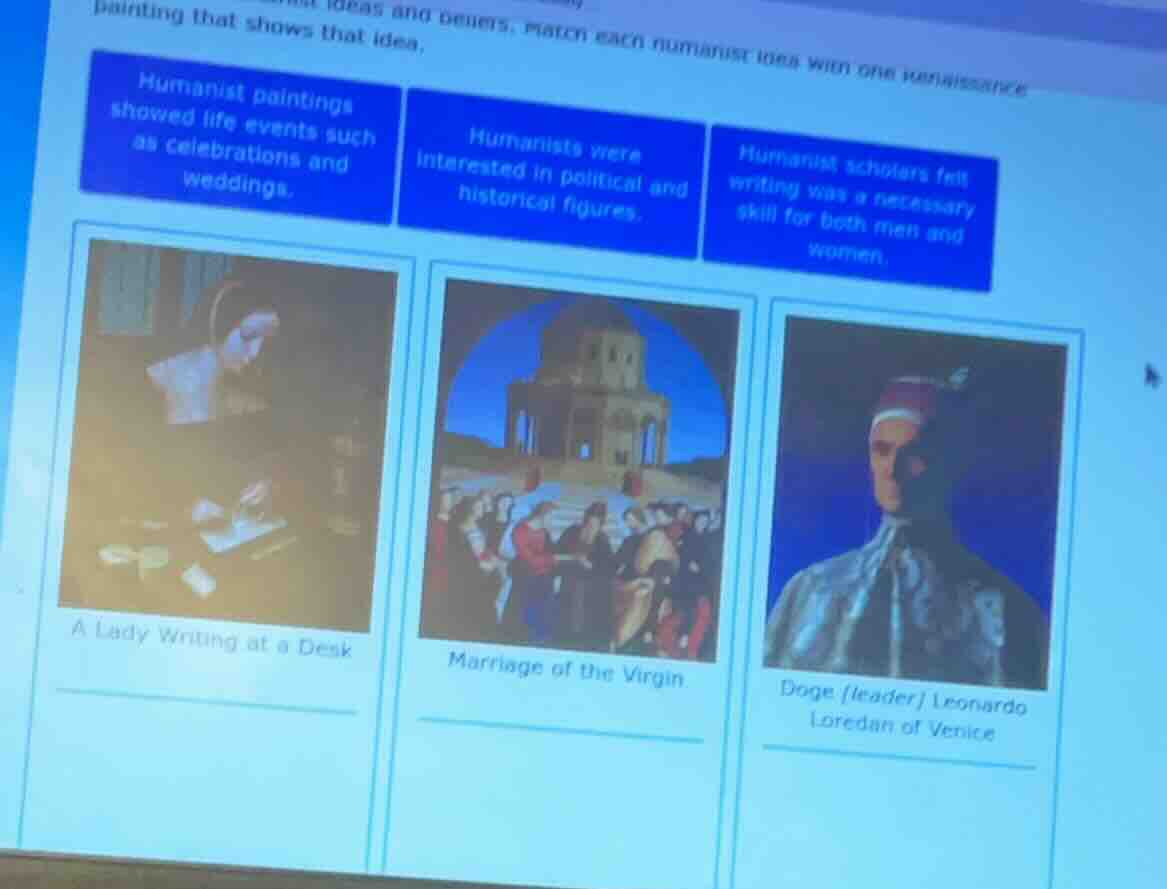 match each humanist idea with one renaissance painting that shows that …