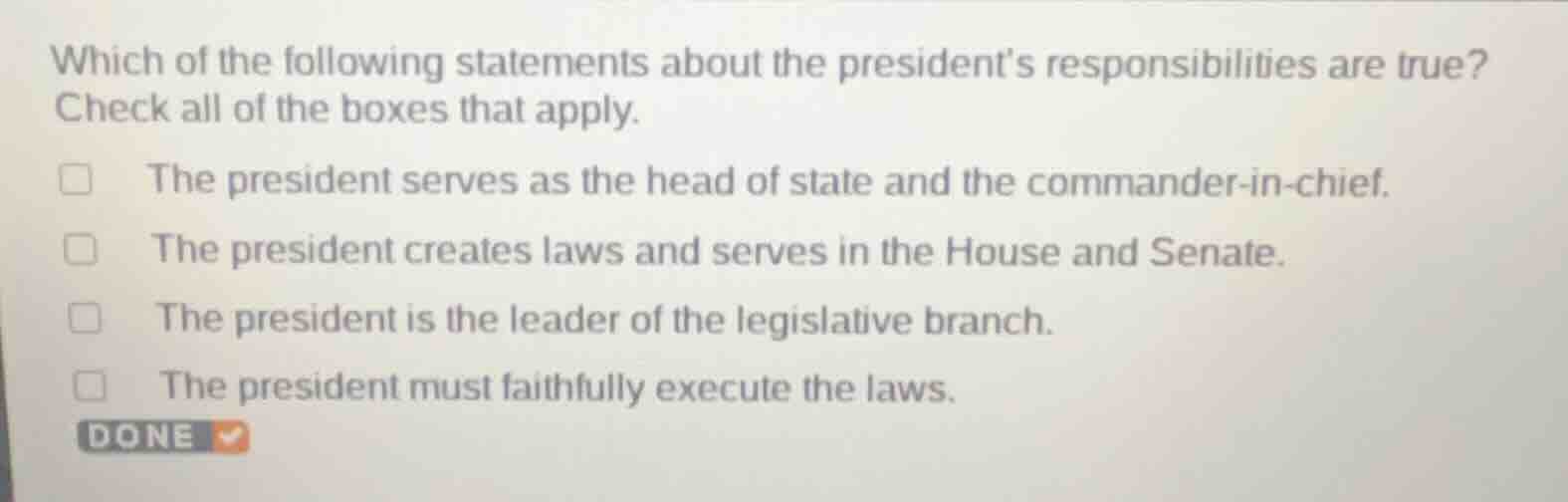 which of the following statements about the presidents responsibilities…