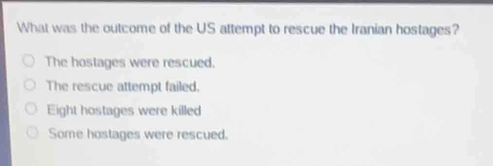 what was the outcome of the us attempt to rescue the iranian hostages? …