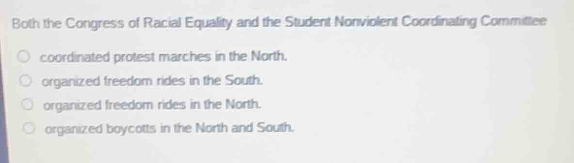 both the congress of racial equality and the student nonviolent coordin…