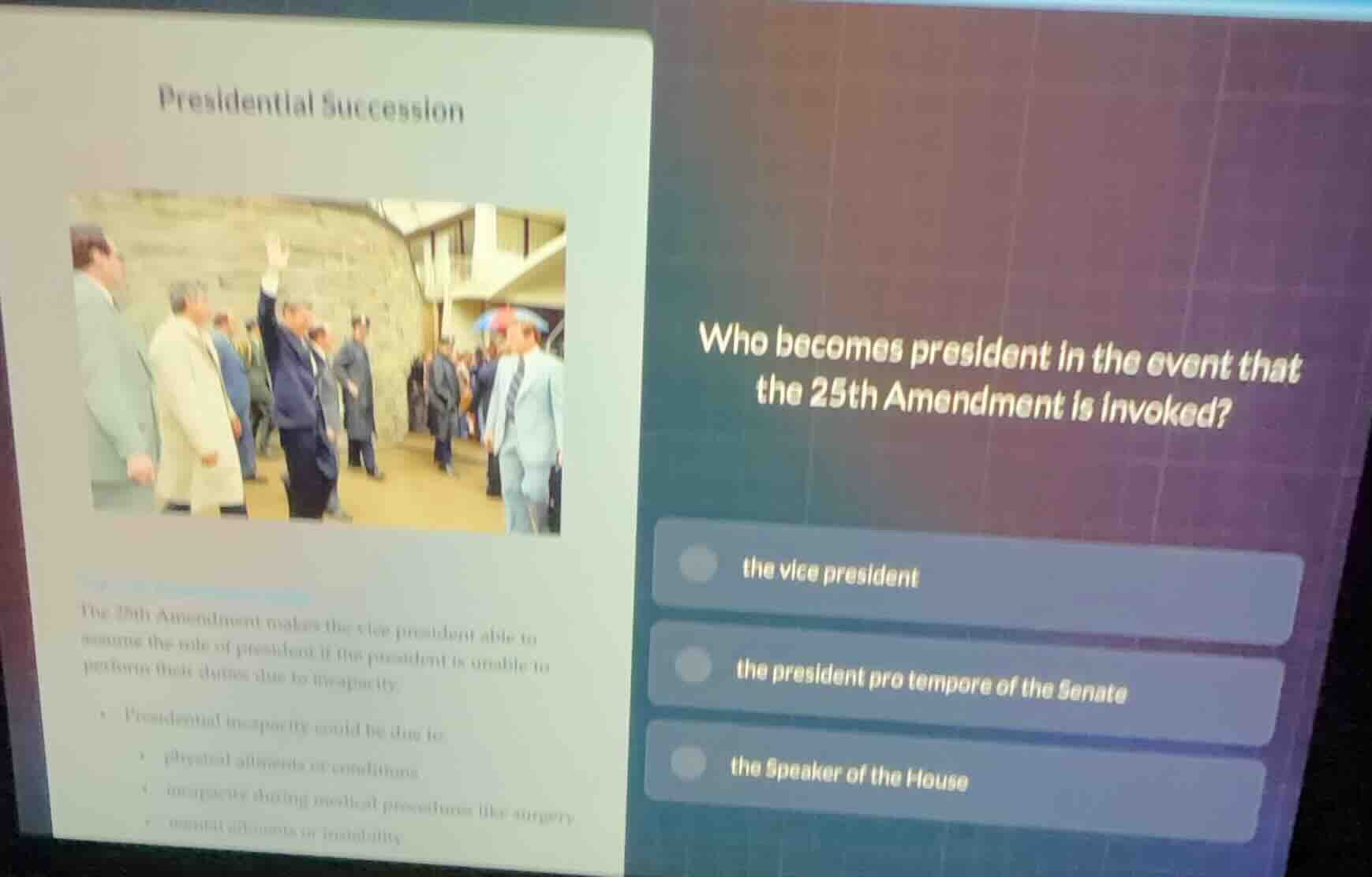presidential succession the 25th amendment makes the vice president abl…