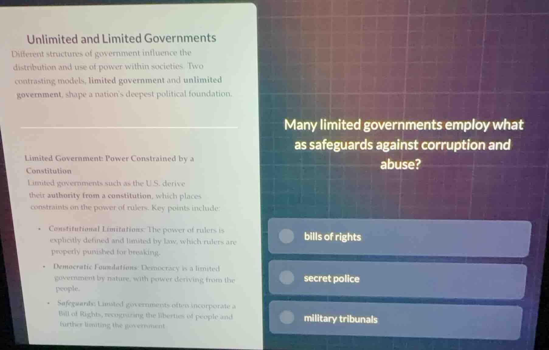 unlimited and limited governments different structures of government in…