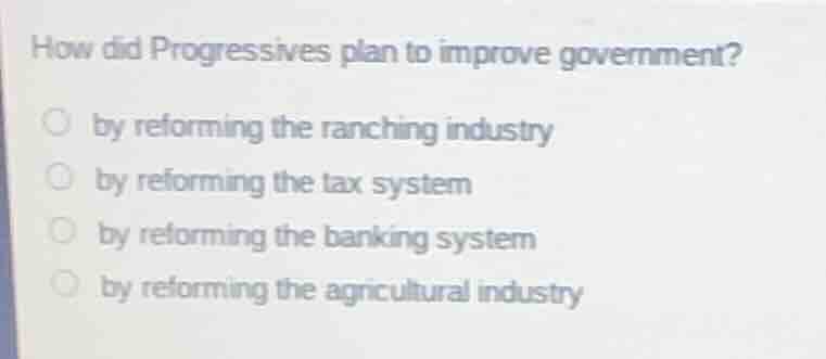 how did progressives plan to improve government? by reforming the ranch…